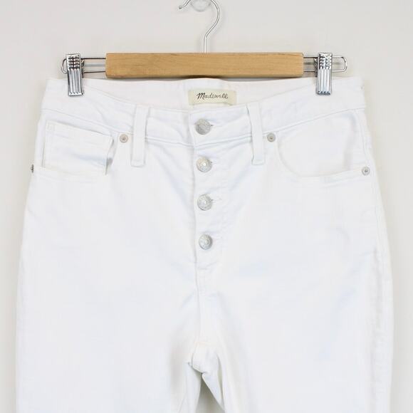 Madewell Curvy High Rise Skinny Crop Button Front Edition Pure White Size 29P - Picture 3 of 8
